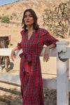 Red Plaid Shirtwaist Yanis Dress