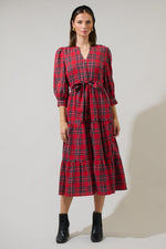 Red Plaid Shirtwaist Yanis Dress