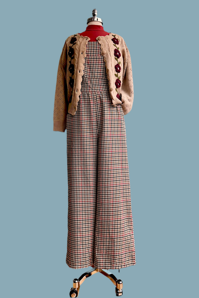 3D Flower Vine Knit Cardigan Sweater in Taupe