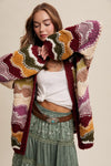 Wavy Colorblock Hand Crochet Cardigan