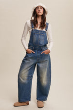 Barrel Leg Denim Overalls