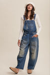 Barrel Leg Denim Overalls