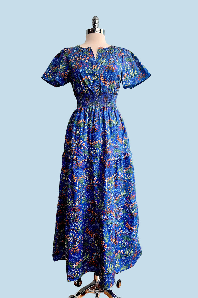 Cobalt Floral Short Sleeve Maxi Dress – Modern Millie