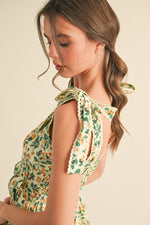 Yellow Cherries Tie-Shoulder Mini Dress