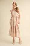 Pink Vintage Inspired Floral Midi Dress