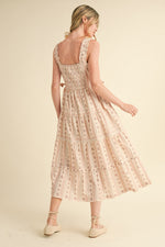 Pink Vintage Inspired Floral Midi Dress