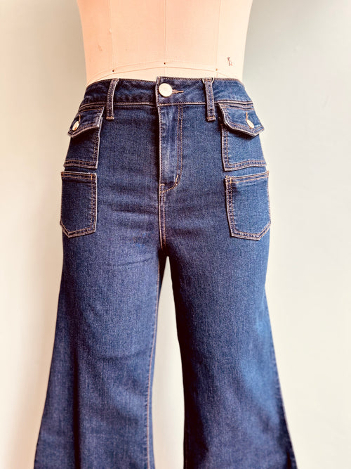 32” Relaxed Flare Jeans with Patch Pockets by 1822 Denim