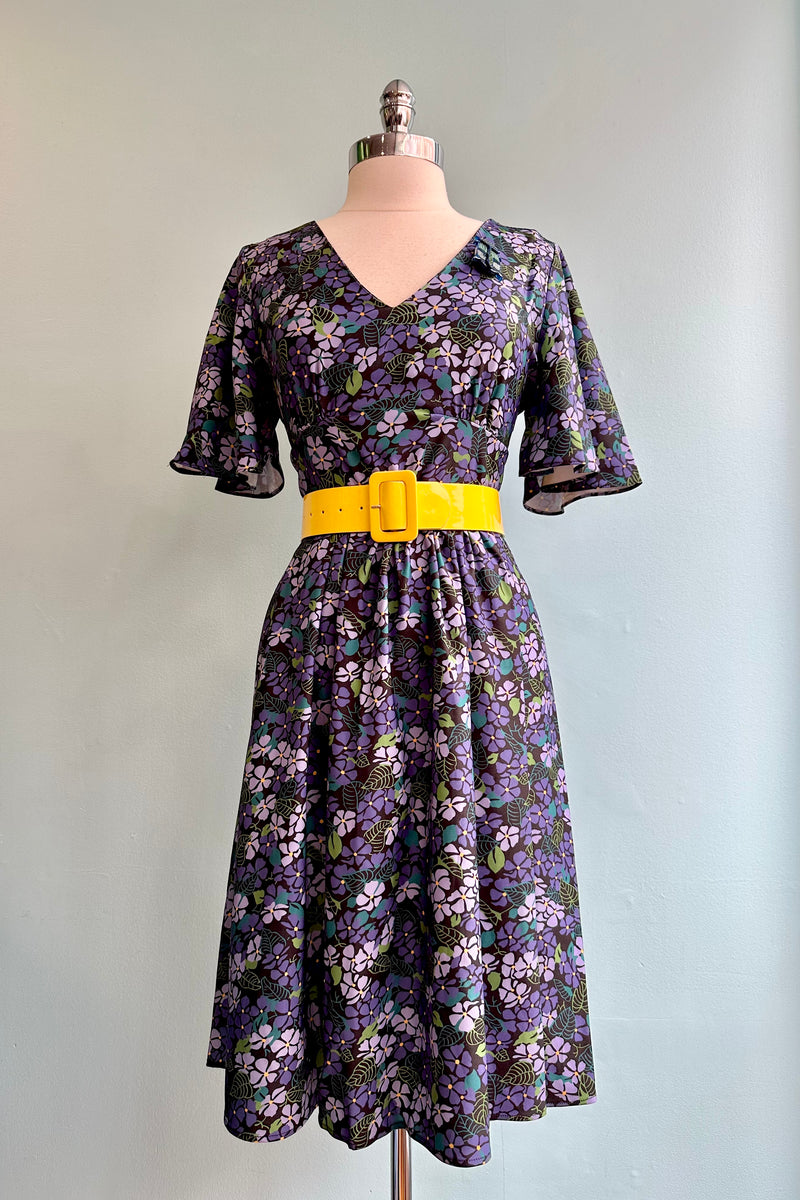 Purple Daria Flutter Sleeve Dress by Molly Bracken