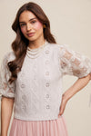 Stone Eyelet and Embroidered Sweater