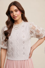 Stone Eyelet and Embroidered Sweater