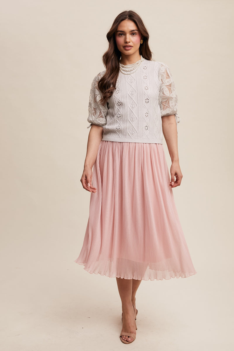 Stone Eyelet and Embroidered Sweater