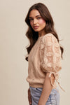 Oatmeal Eyelet and Embroidered Sweater