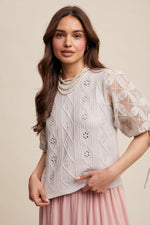 Stone Eyelet and Embroidered Sweater