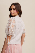 Stone Eyelet and Embroidered Sweater