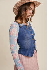 Denim Button Front Tank Vest