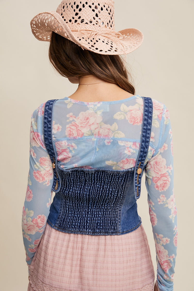Denim Button Front Tank Vest