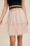 Blush Layered Mesh Mini Skirt