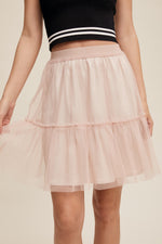 Blush Layered Mesh Mini Skirt