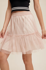 Blush Layered Mesh Mini Skirt