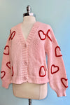 Red Heart Cardigan in Pink