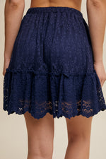 Navy Lace Mini Skirt