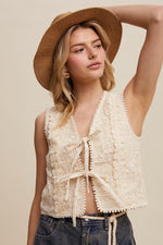 Cream Lace Eyelet Vest