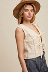 Cream Lace Eyelet Vest