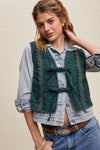 Dark Green Lace Eyelet Vest