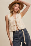 Cream Lace Eyelet Vest