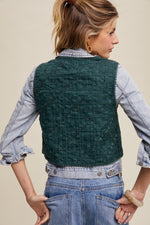 Dark Green Lace Eyelet Vest