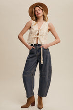 Cream Lace Eyelet Vest