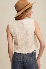 Cream Lace Eyelet Vest