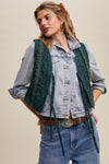 Dark Green Lace Eyelet Vest