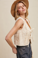Cream Lace Eyelet Vest