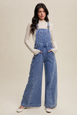 Wide Leg Denim Overalls