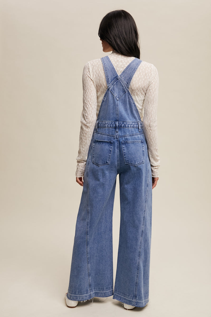 Wide Leg Denim Overalls