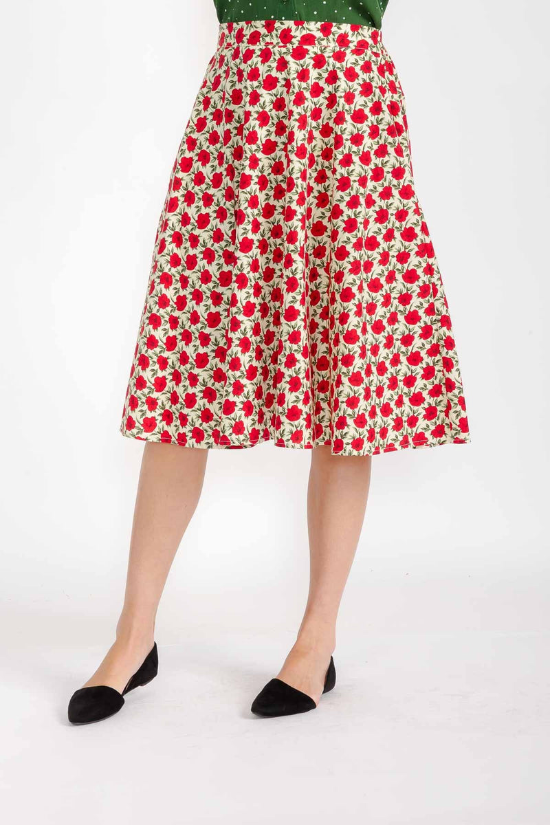 Red Floral Full Skirt by Tulip B.
