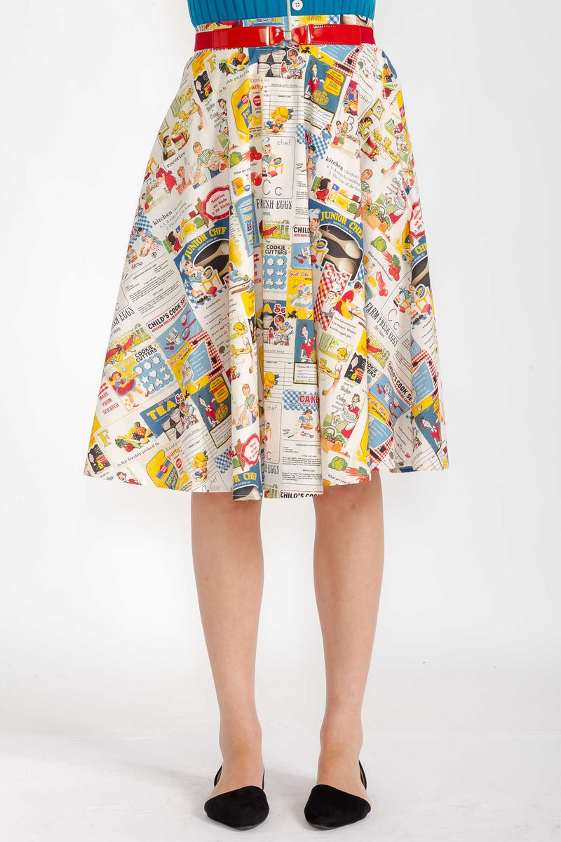 Vintage Kitchen Print Full Skirt by Tulip B.