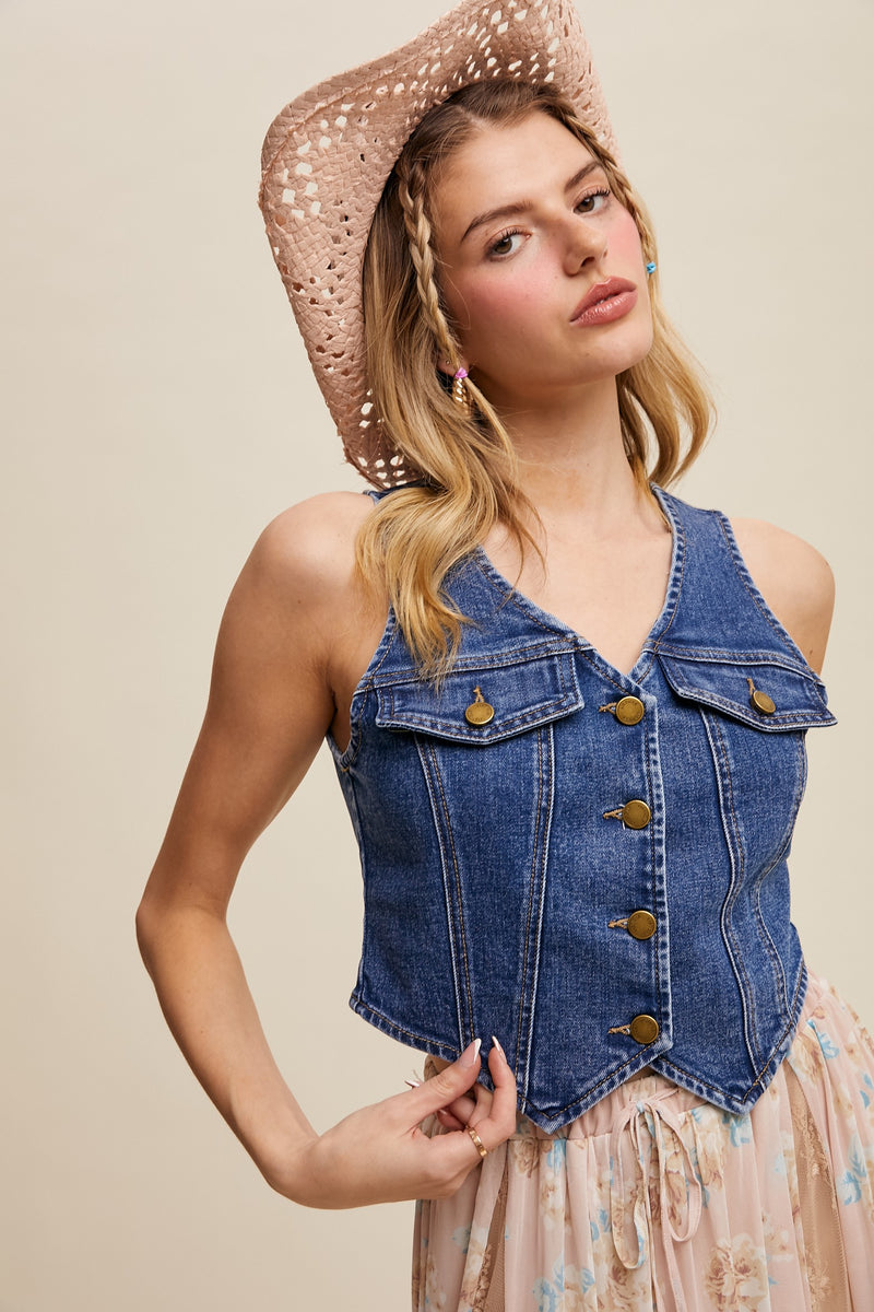 Vest in Stretch Denim