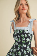 Black Multifloral Tie-Shoulder Romper
