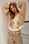 Mocha Mousse Bow Oversized Cardigan