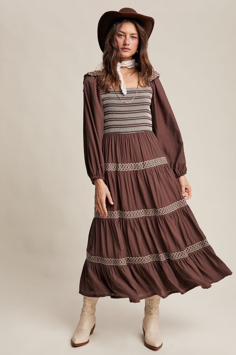 Brown Western Inspired Maxi Dress Modern Millie Brown Western Inspired Maxi Dress Modern Millie
