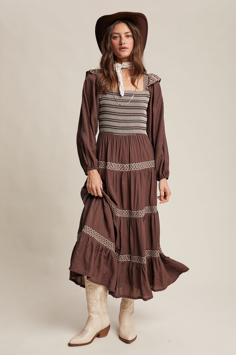 Brown Western Inspired Maxi Dress Modern Millie Brown Western Inspired Maxi Dress Modern Millie