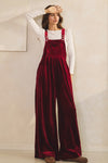 Burgundy Velvet Wide Leg Jumpsuit