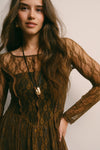 Sheer Lace Layering Dress in Mocha