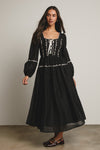 Black Floral Jacquard Corset Maxi Dress