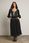 Black Floral Jacquard Corset Maxi Dress