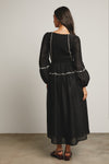 Black Floral Jacquard Corset Maxi Dress