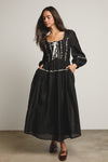 Black Floral Jacquard Corset Maxi Dress