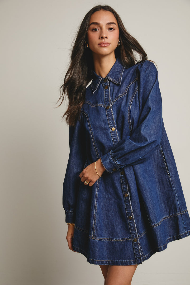 Western Denim Loose Mini Dress